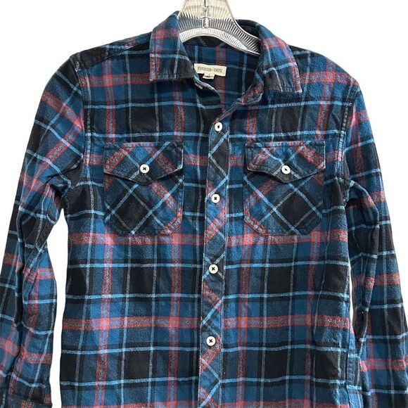 Tucker + Tate Boys' Blue Plaid Flannel Button-Up Shirt Size 10-12 - Picture 2 of 12